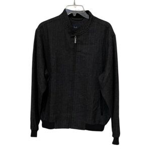 Turnbury Gray Herringbone Bomber Jacket Mens Size Medium Alpaca Silk